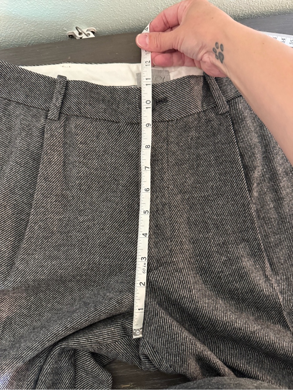 Grey Jason Wu Wool Herringbone Twill Tailored Trousers Size 8 Women Black Gray - Picture 8 of 10